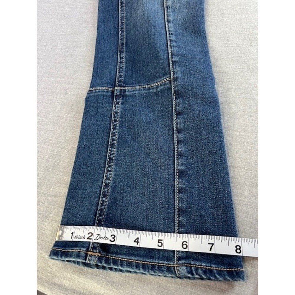 Pilcro Anthropologie Flare Crop Jeans Womens Size 27 Blue Wash Side Zipper - Picture 6 of 12